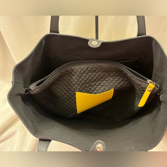 Gianni Notaro Black & Yellow Satchel/Tote with removable insert and Dust Bag - Picture 11 of 16